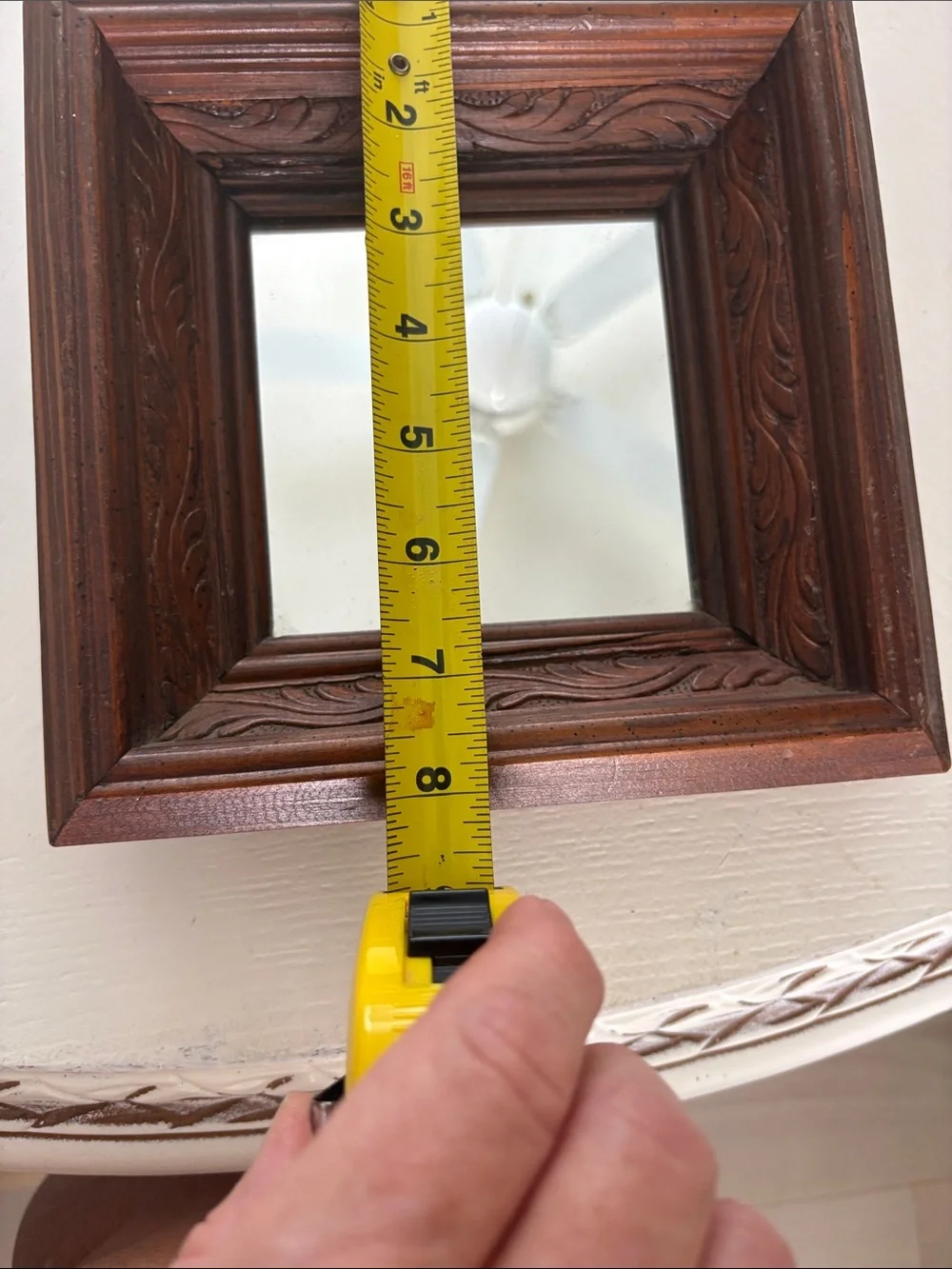 Wooden Carved Square Wall Mirror - Brown